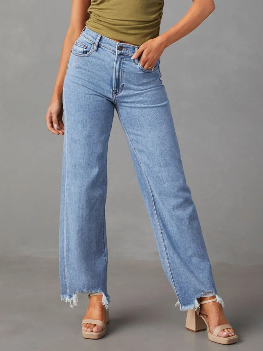 Raw Hem Loose Fit Jeans