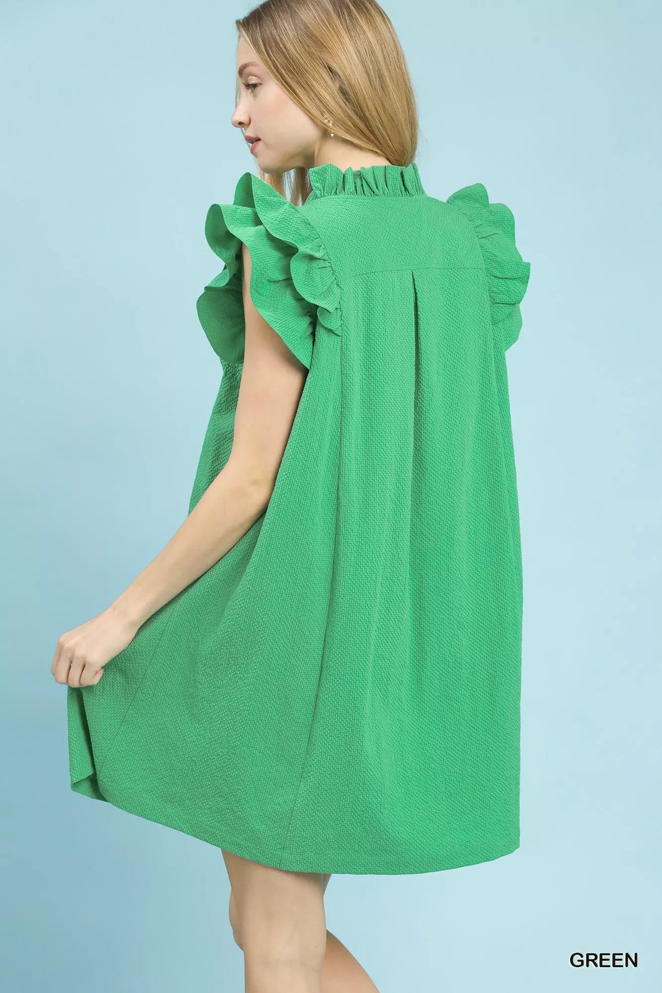 Umgee Seersucker Ruffle Shift Dress
