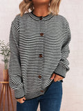Striped Button Up Long Sleeve Cardigan