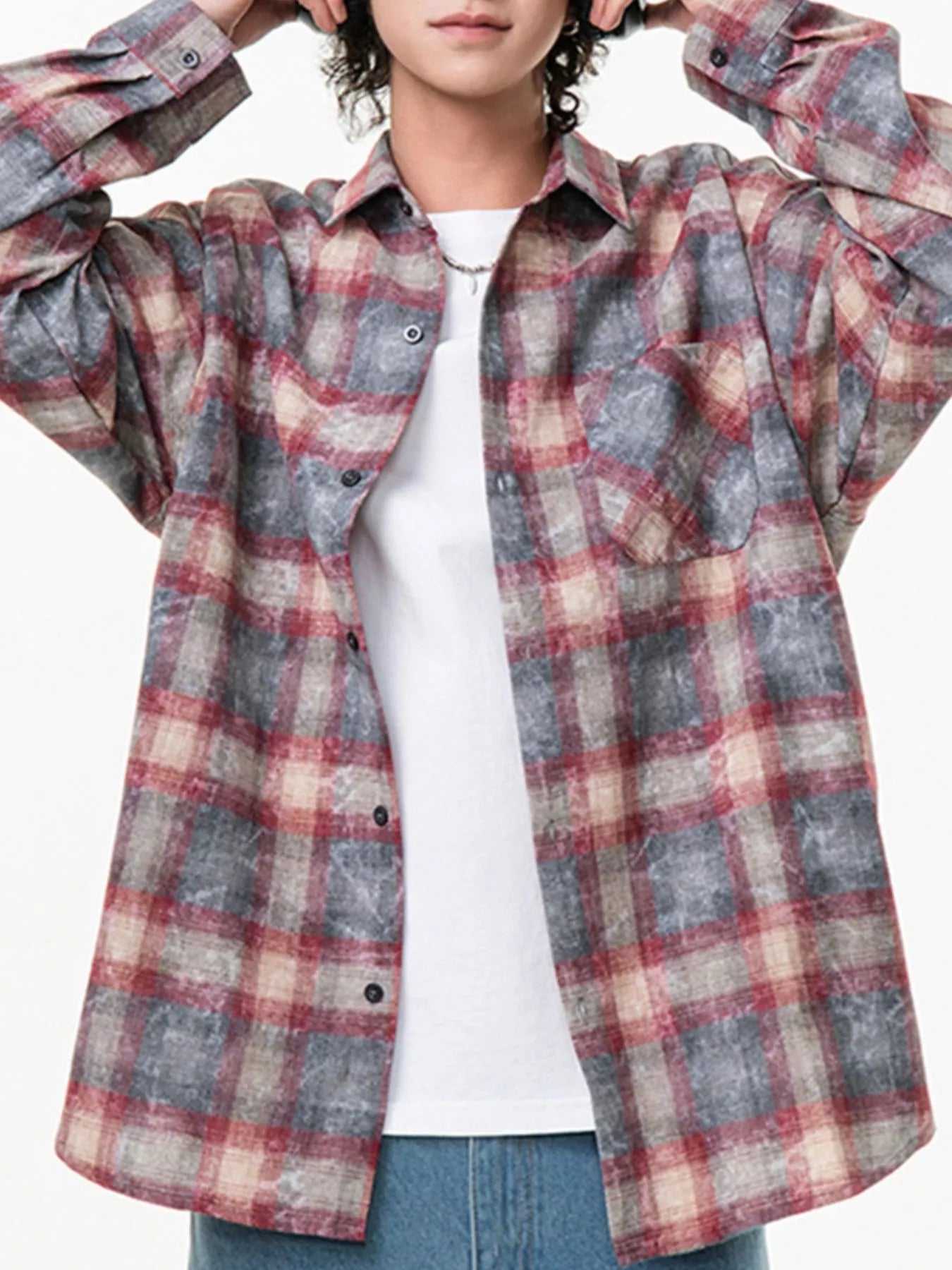 Men's Plus Size Plaid Button Up Long Sleeve Shirt