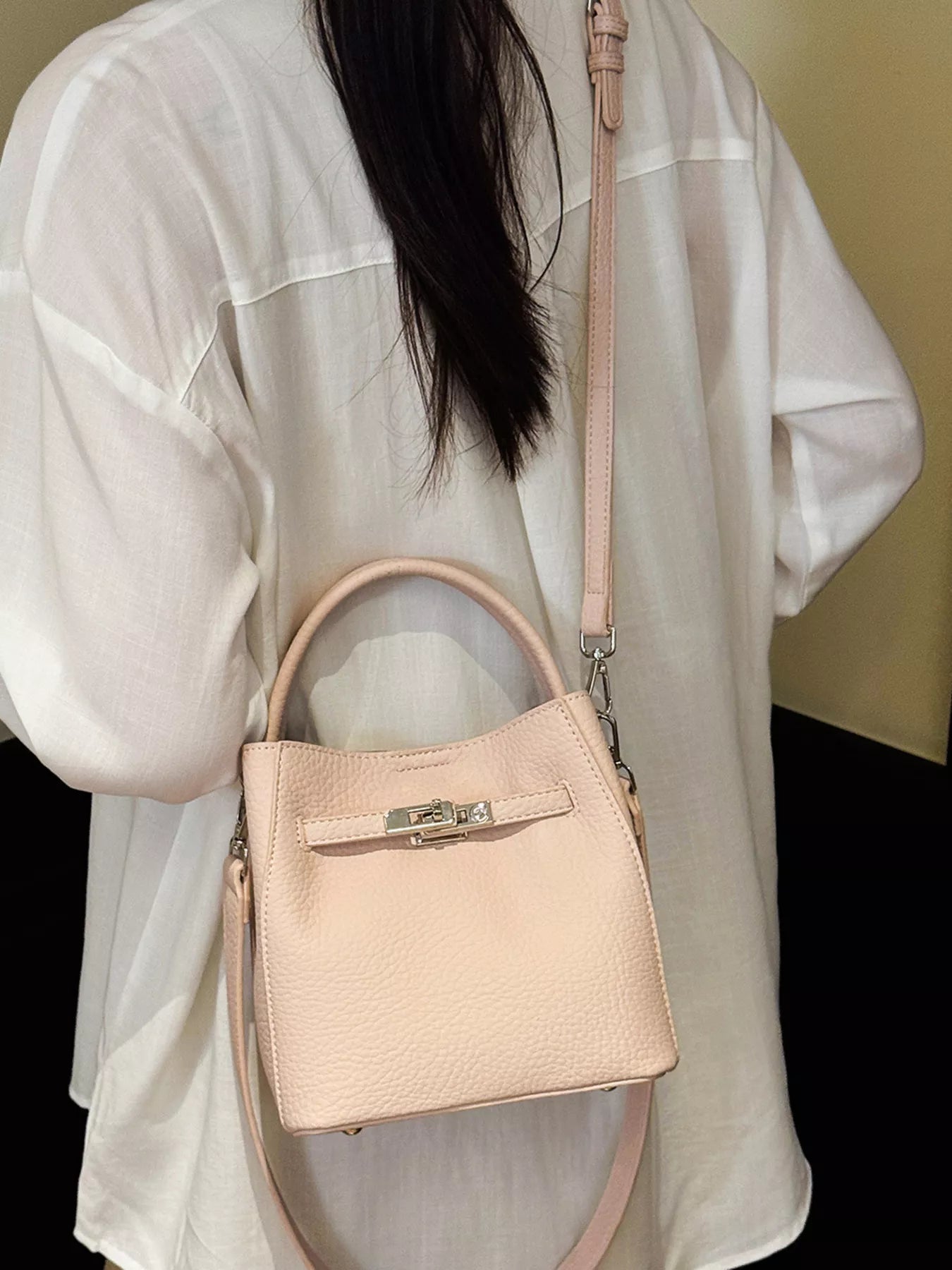 Leather Bucket Crossbody Bag