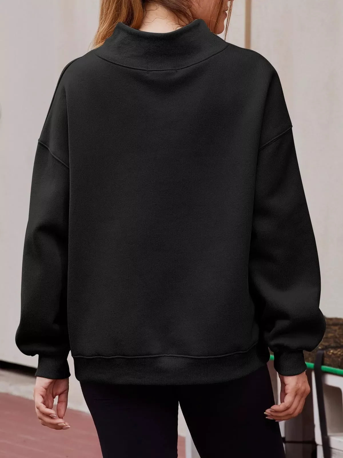 Mock Neck Dropped Shoulder Sweatshirt
