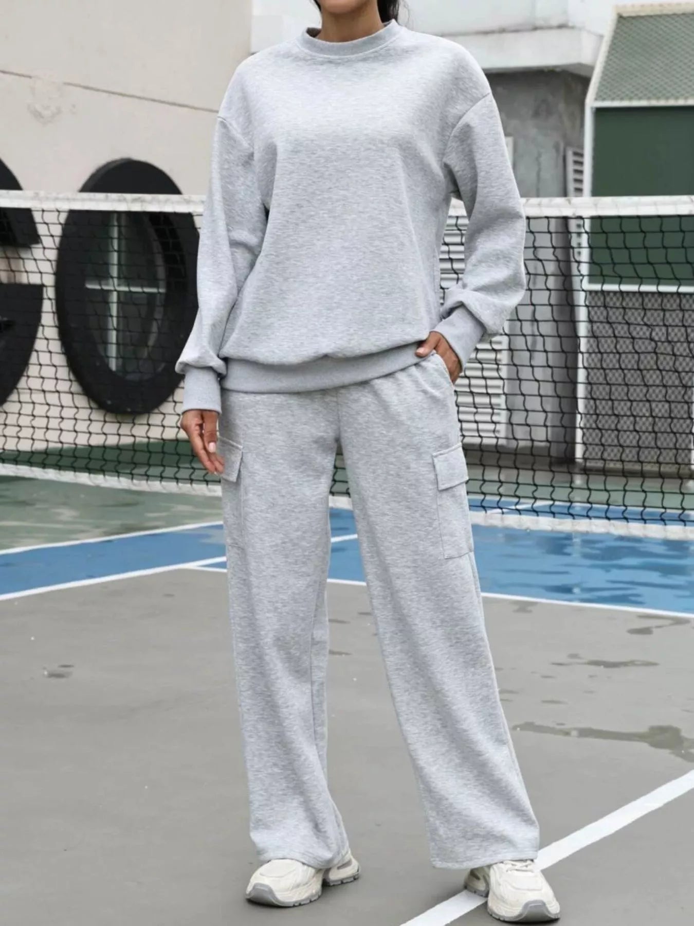 Dropped Shoulder Sweatshirt and Pants Set