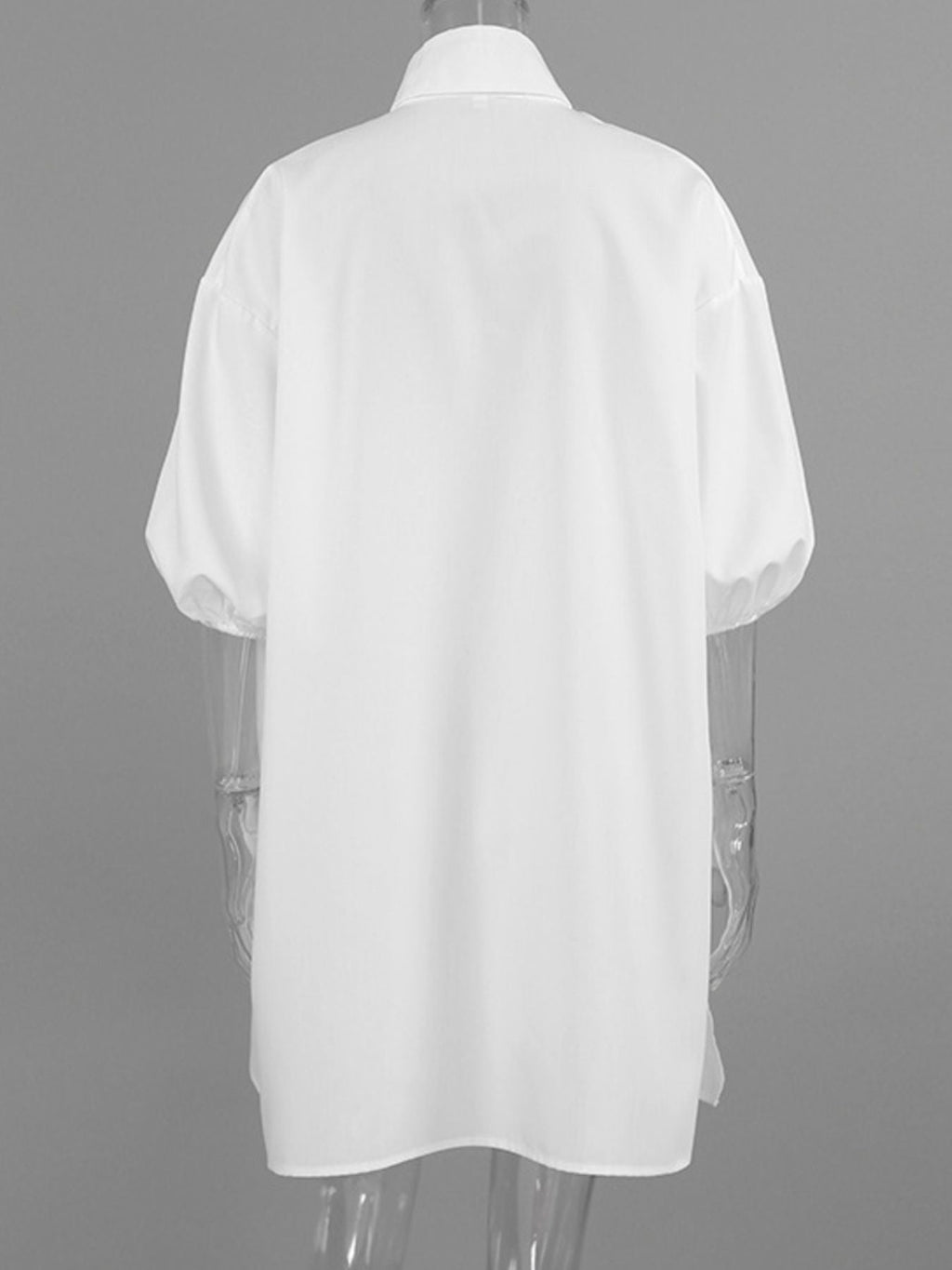Tied Button Up Puff Sleeve Shirt