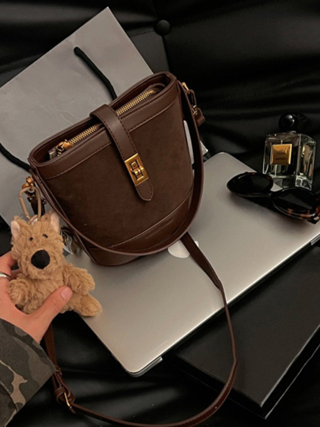 Top Handle Bucket Crossbody Bag