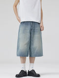 Men's Wide-Leg Denim Shorts