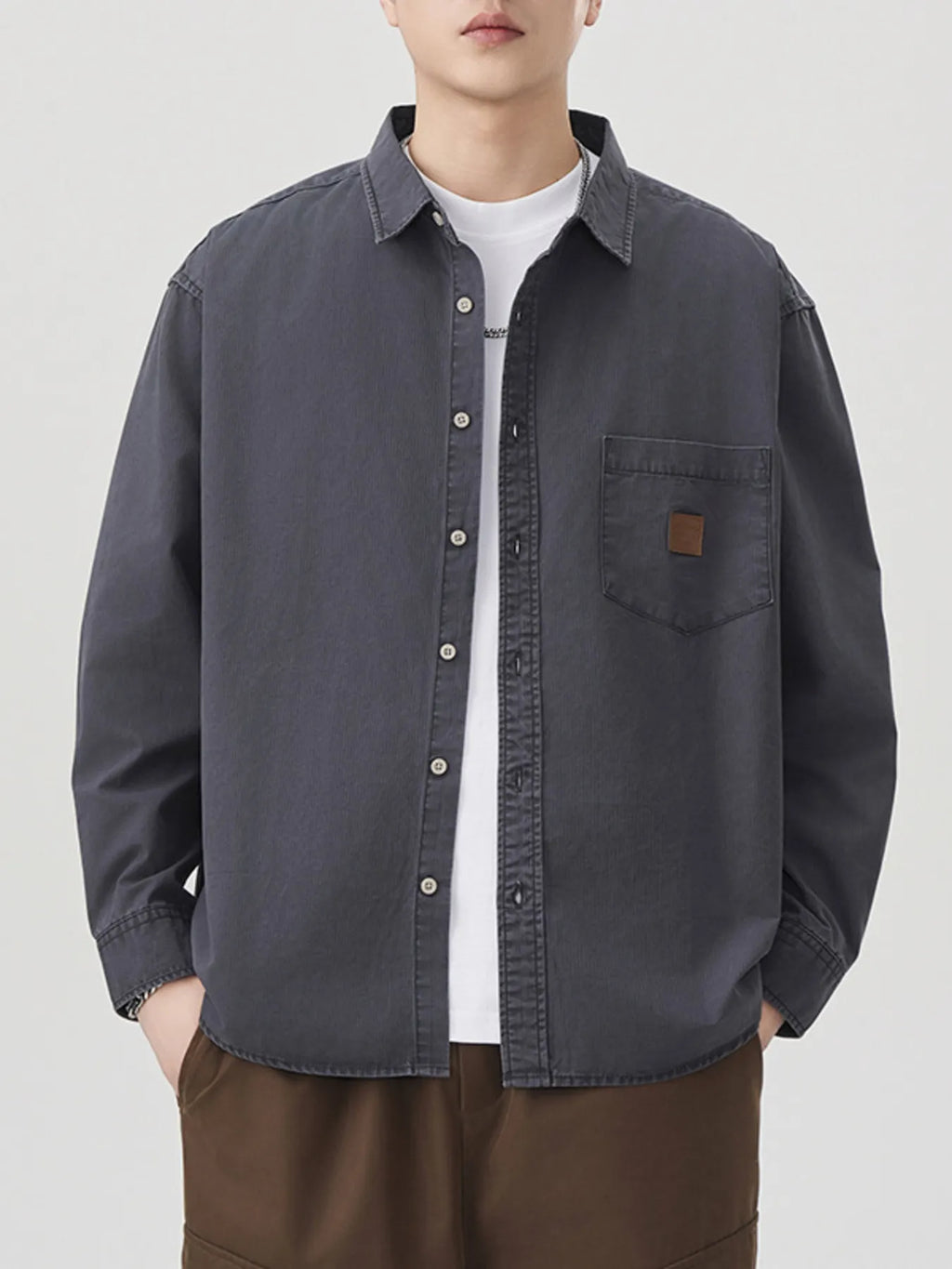 Men's Plus Size Button Up Long Sleeve Shirt