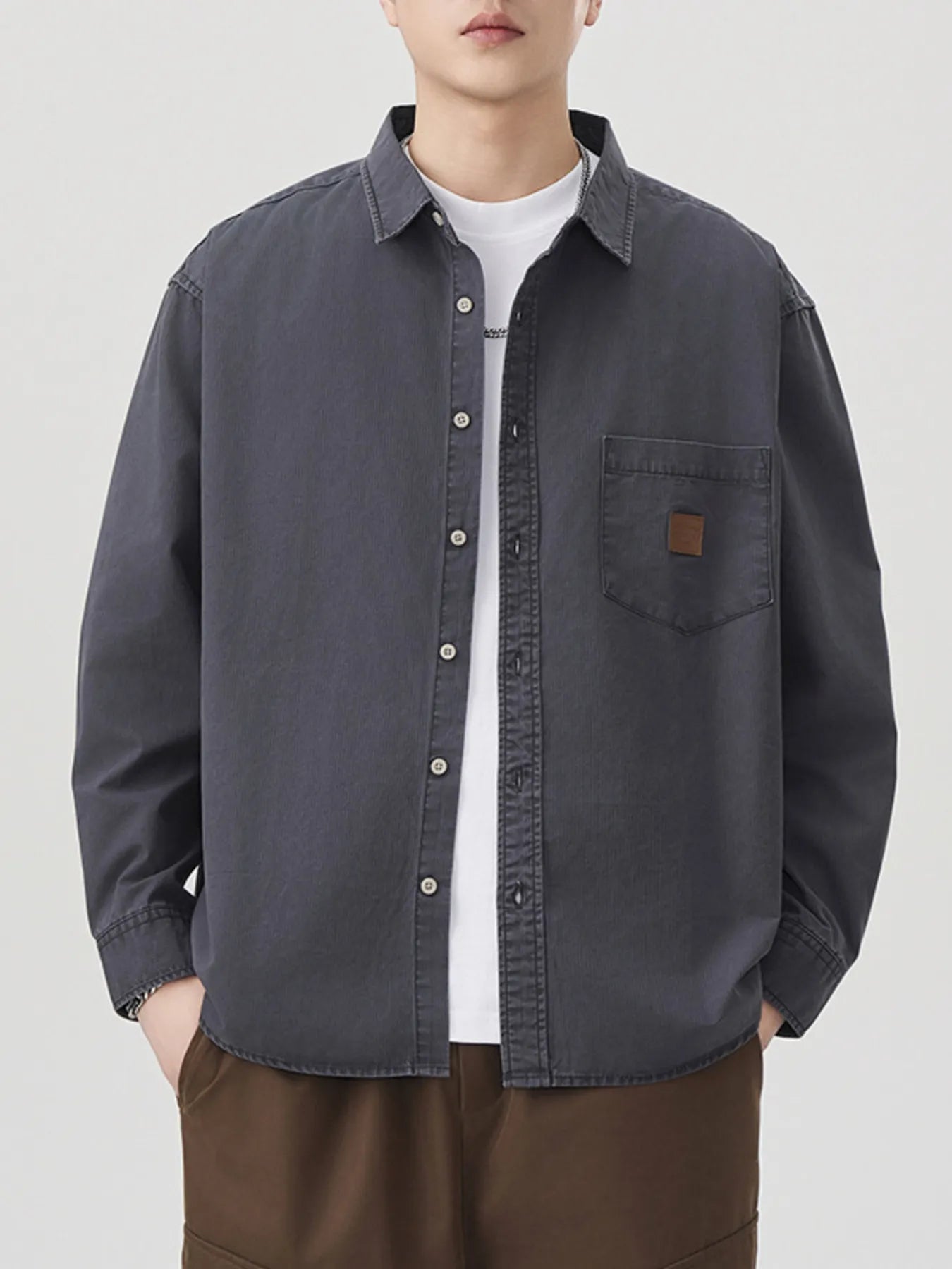 Men's Plus Size Button Up Long Sleeve Shirt
