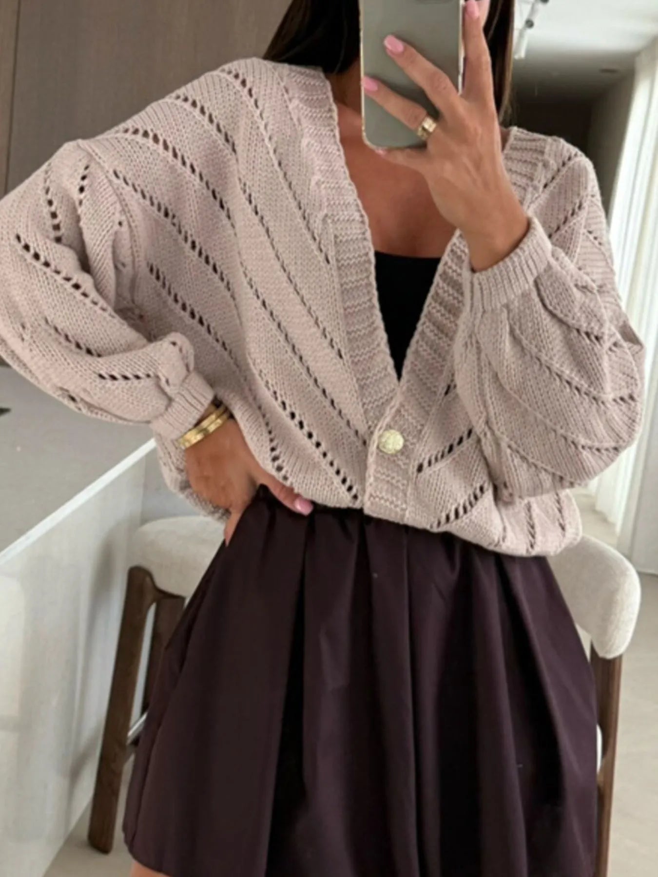 Openwork Long Sleeve Cardigan