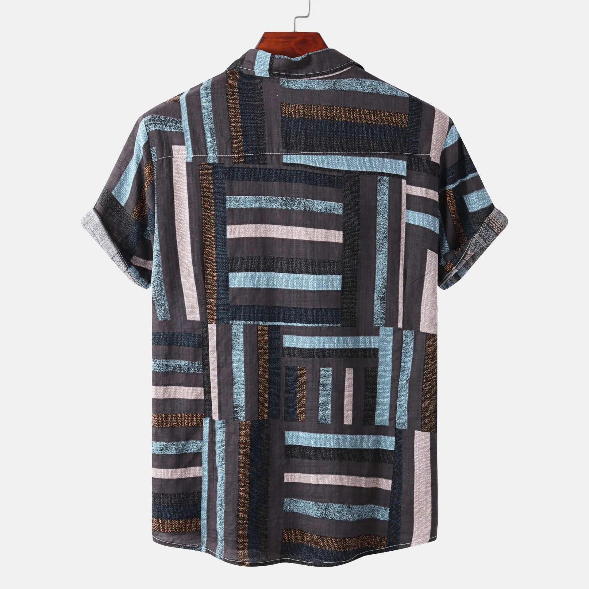 Men's Plus Size Geometric Print Short Sleeve Casual Shirt