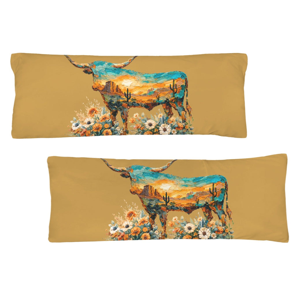 Baha Ranch Floral Longhorn Body Pillow Made in America