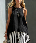 Round Neck Tank and Striped Shorts Set