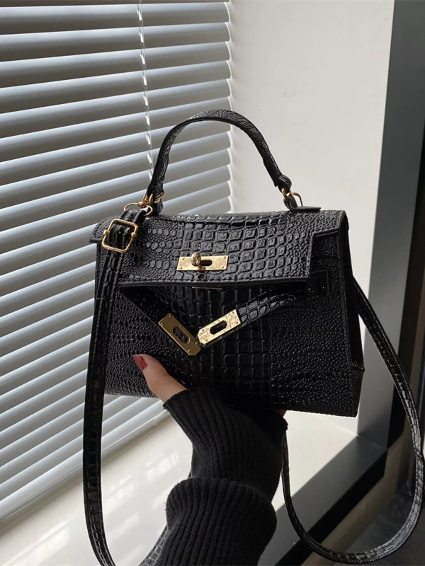 Embossed Flap Crossbody Bag