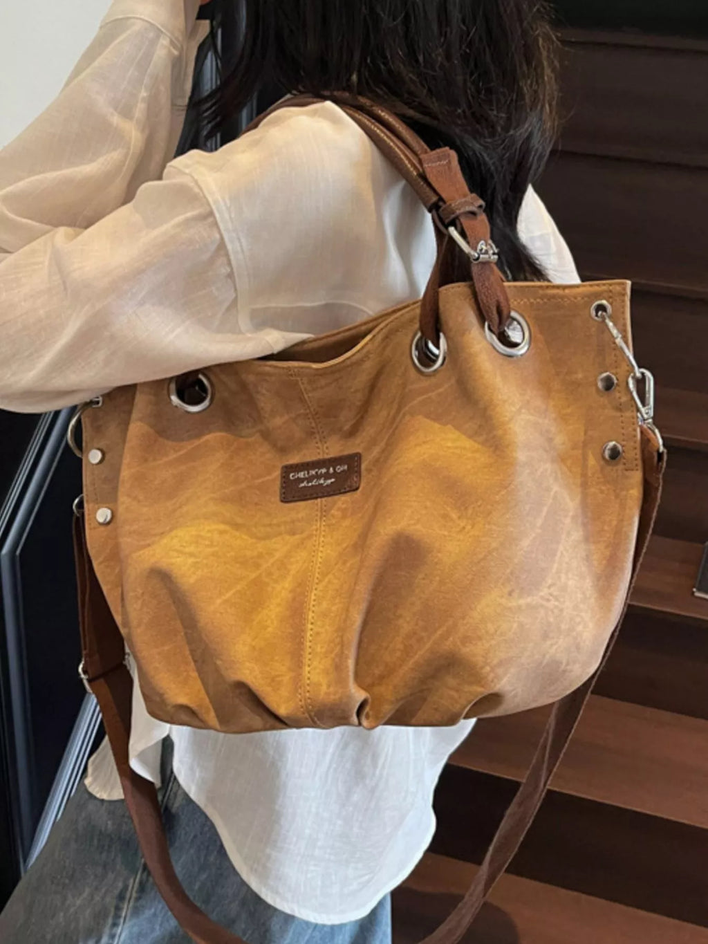 Vintage Adjustable Strap Crossbody Bag