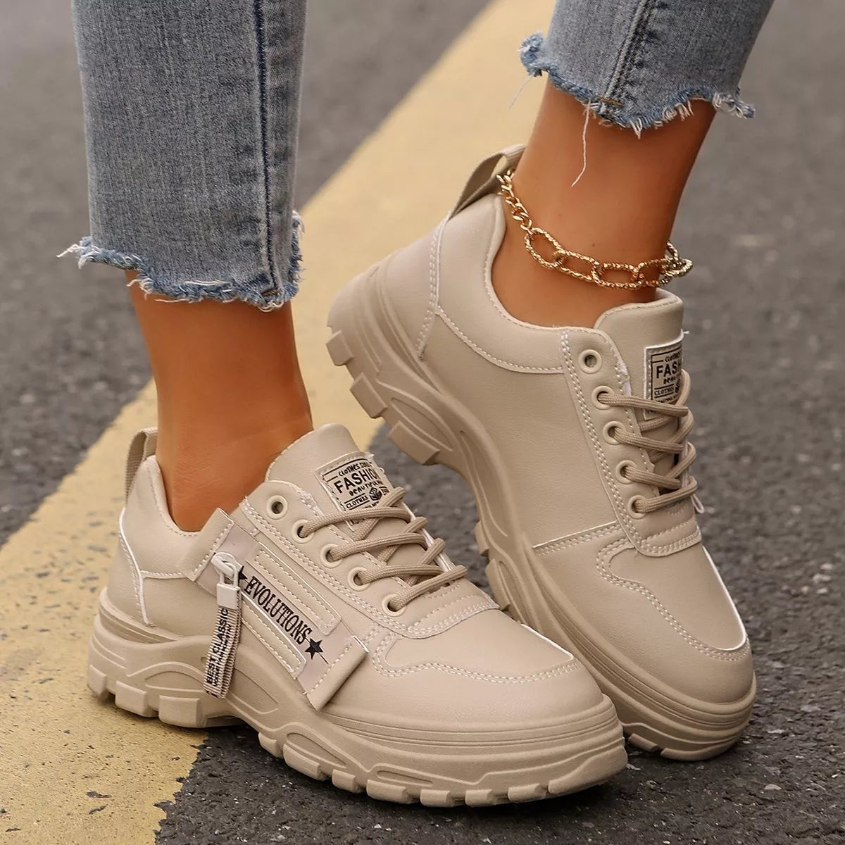 Lace Up Round Toe Athletic
