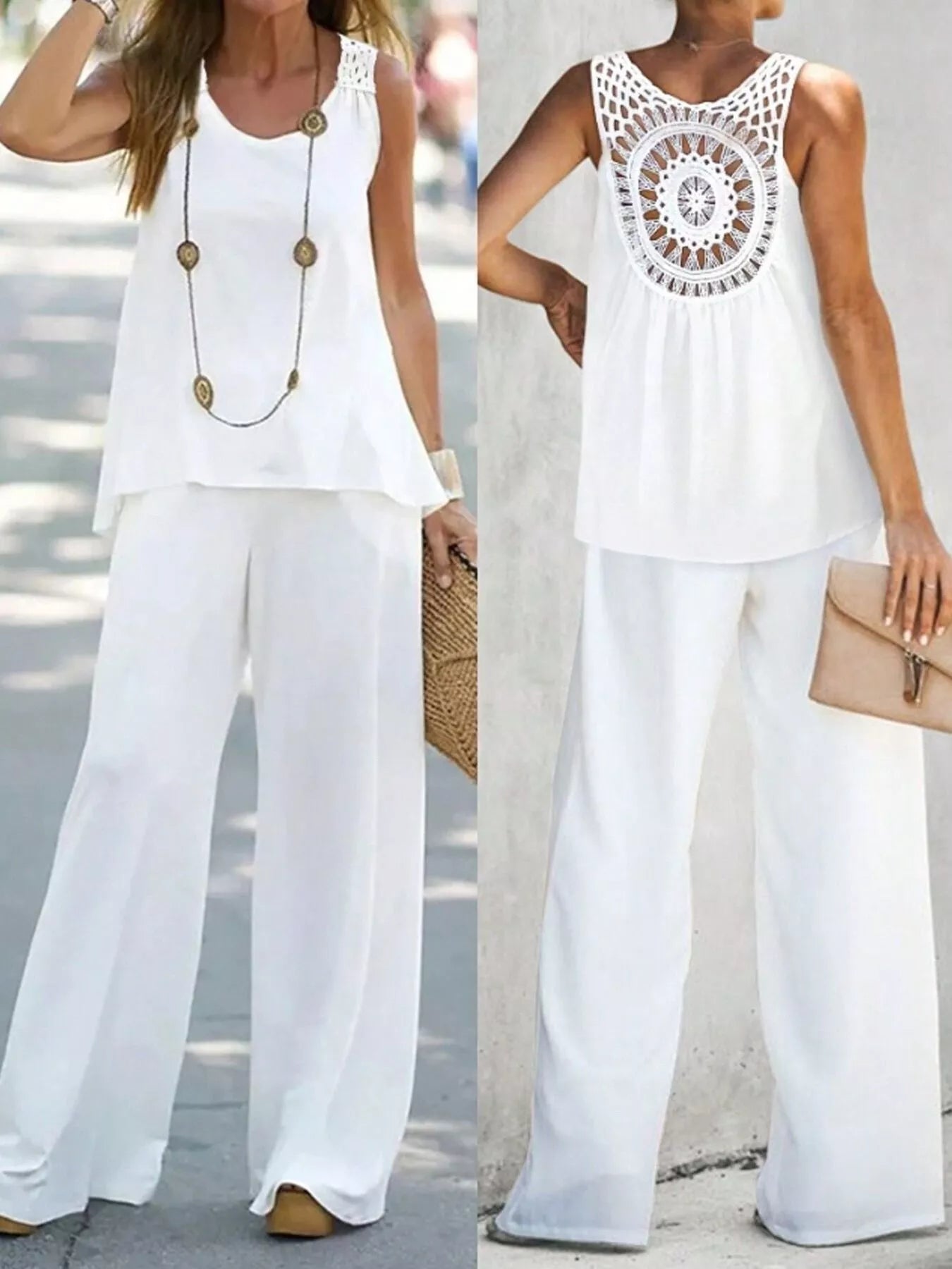 Round Neck Tank and Pants Set
