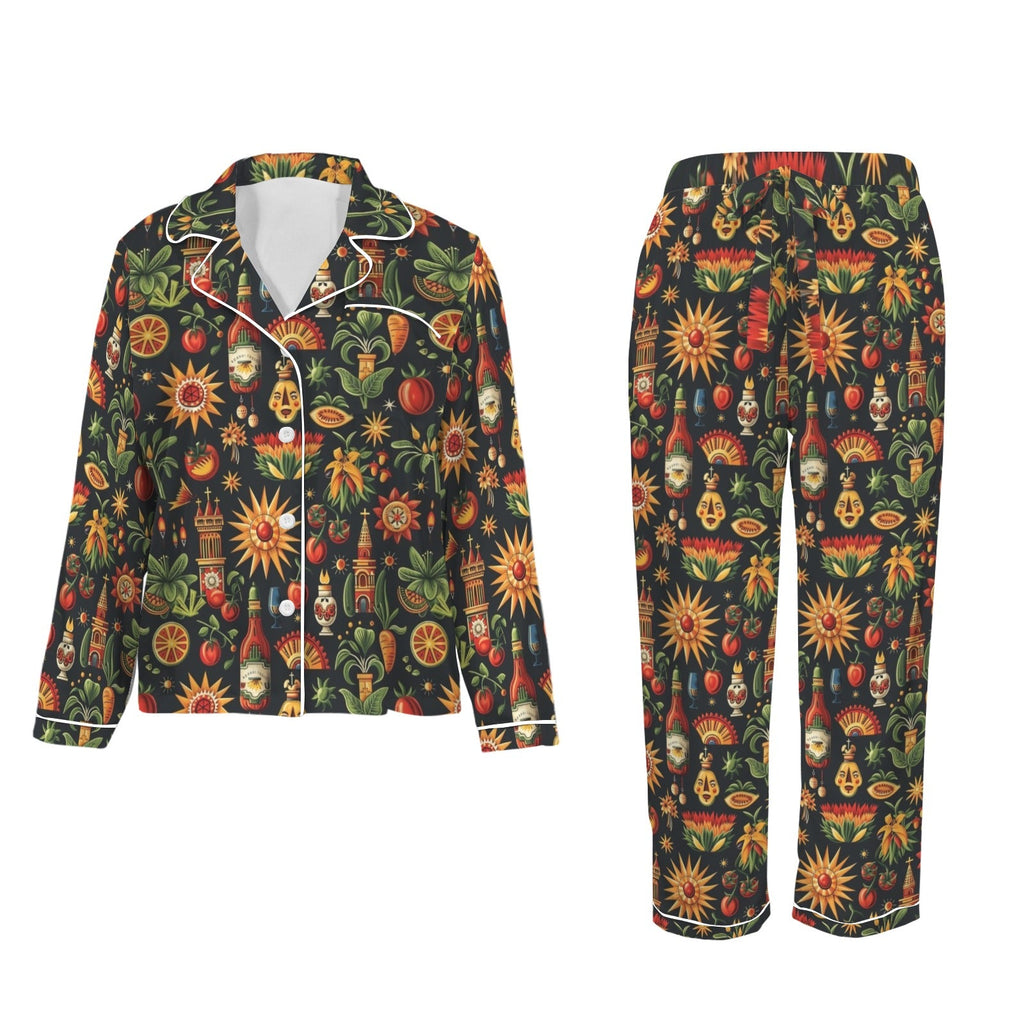 Baha Ranch Colores De Mexico - Mexican Culture Satin Pajamas