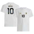 adidas Lionel Messi #10 Argentina National Team Youth Size Player Name & Number T-Shirt (White Youth Large-14/16)