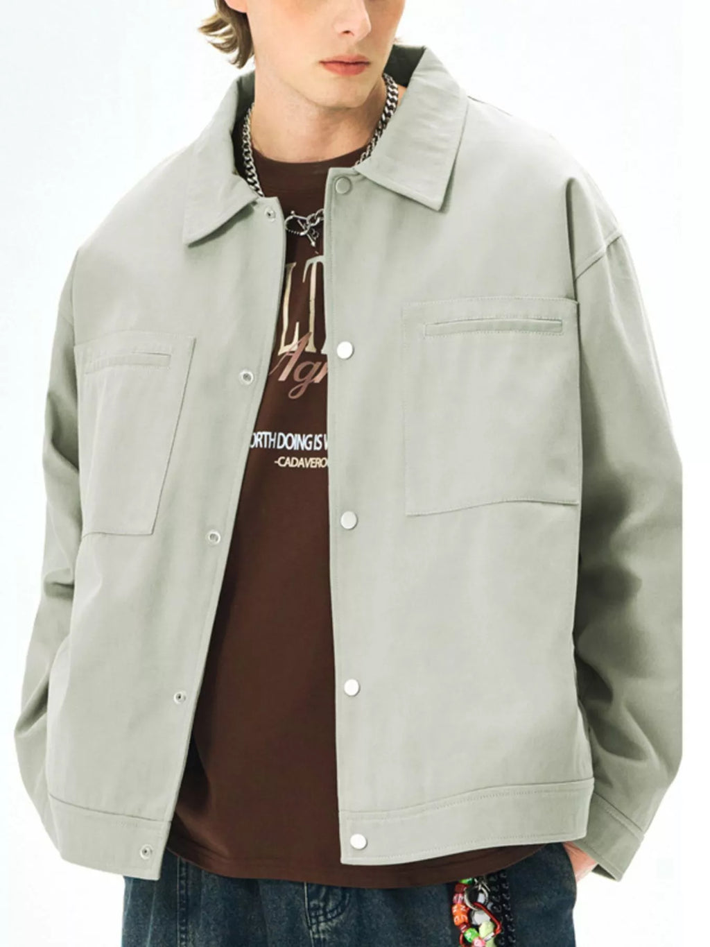 Men's Plus Size Casual Snap Down Jacket