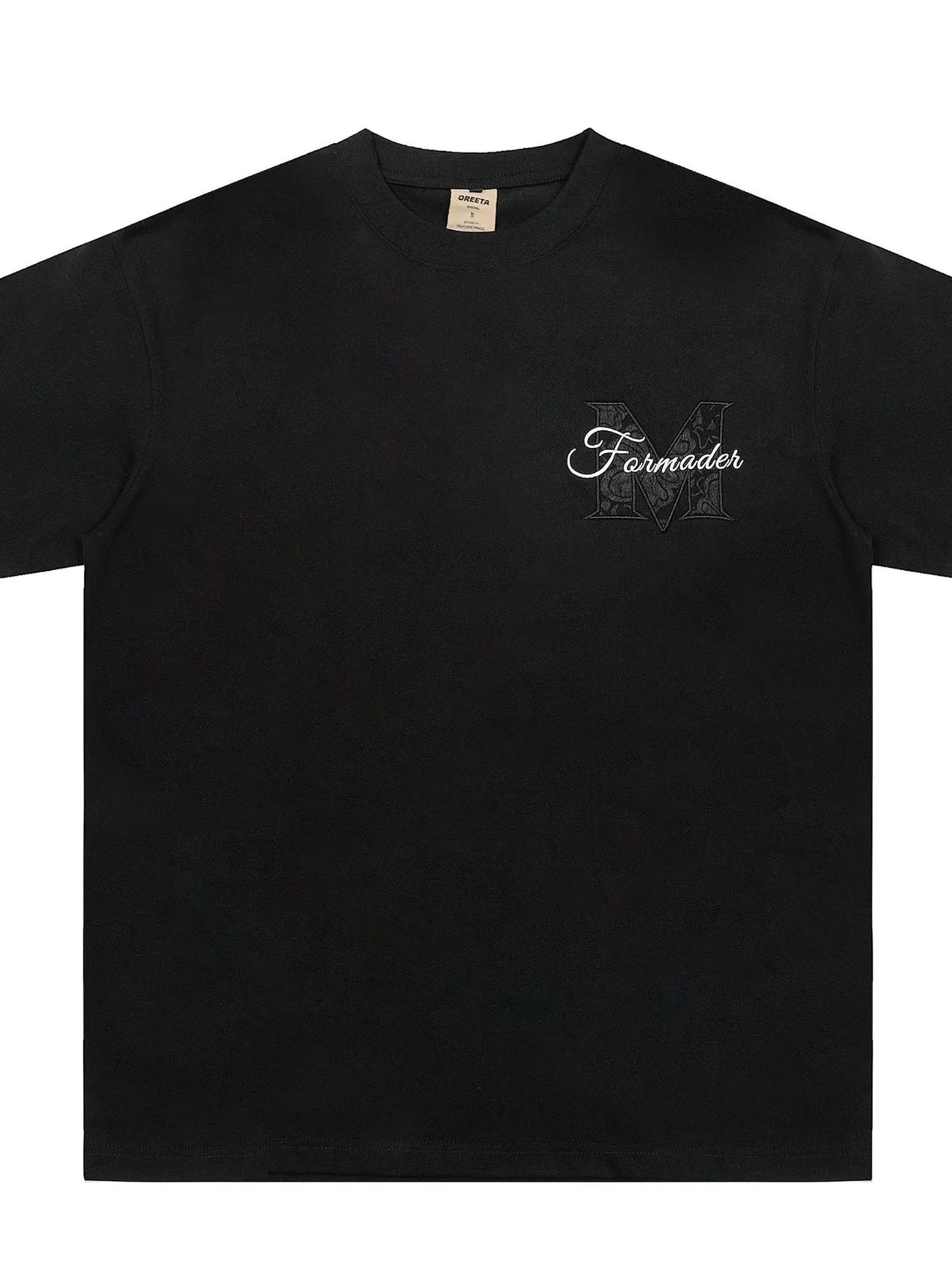 Men's Round Neck Embroidered Letter T-Shirt