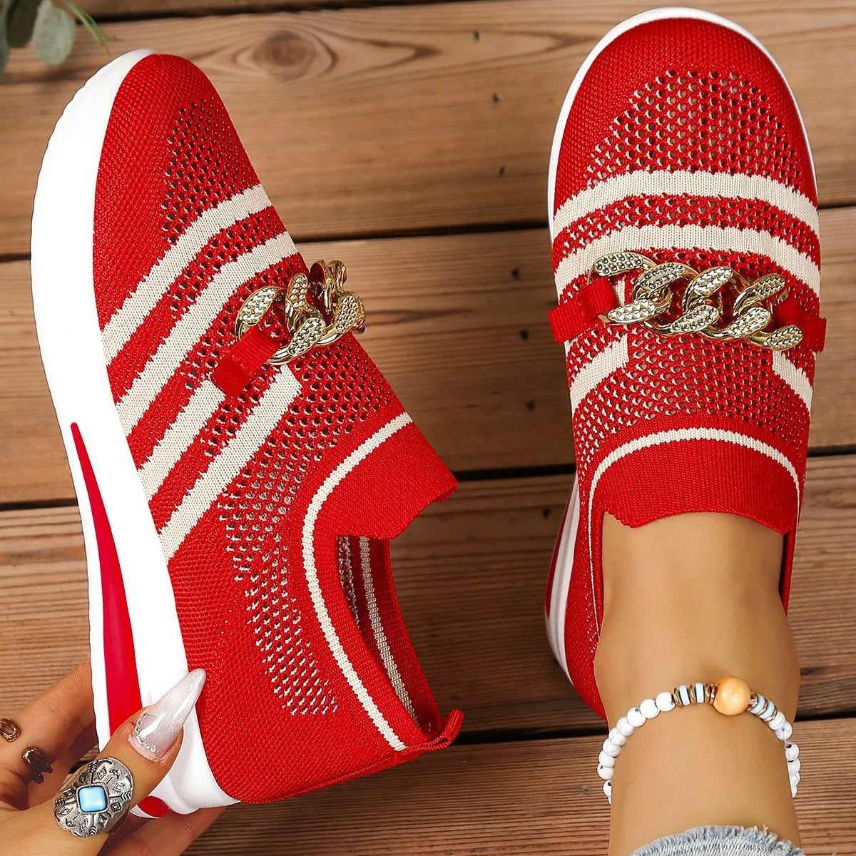 Round Toe Mesh Slip-Ons