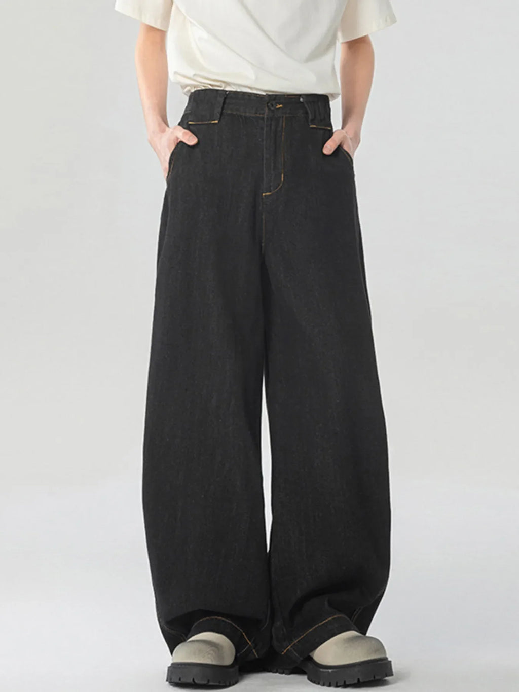 Men's Washed Wide Leg Jeans