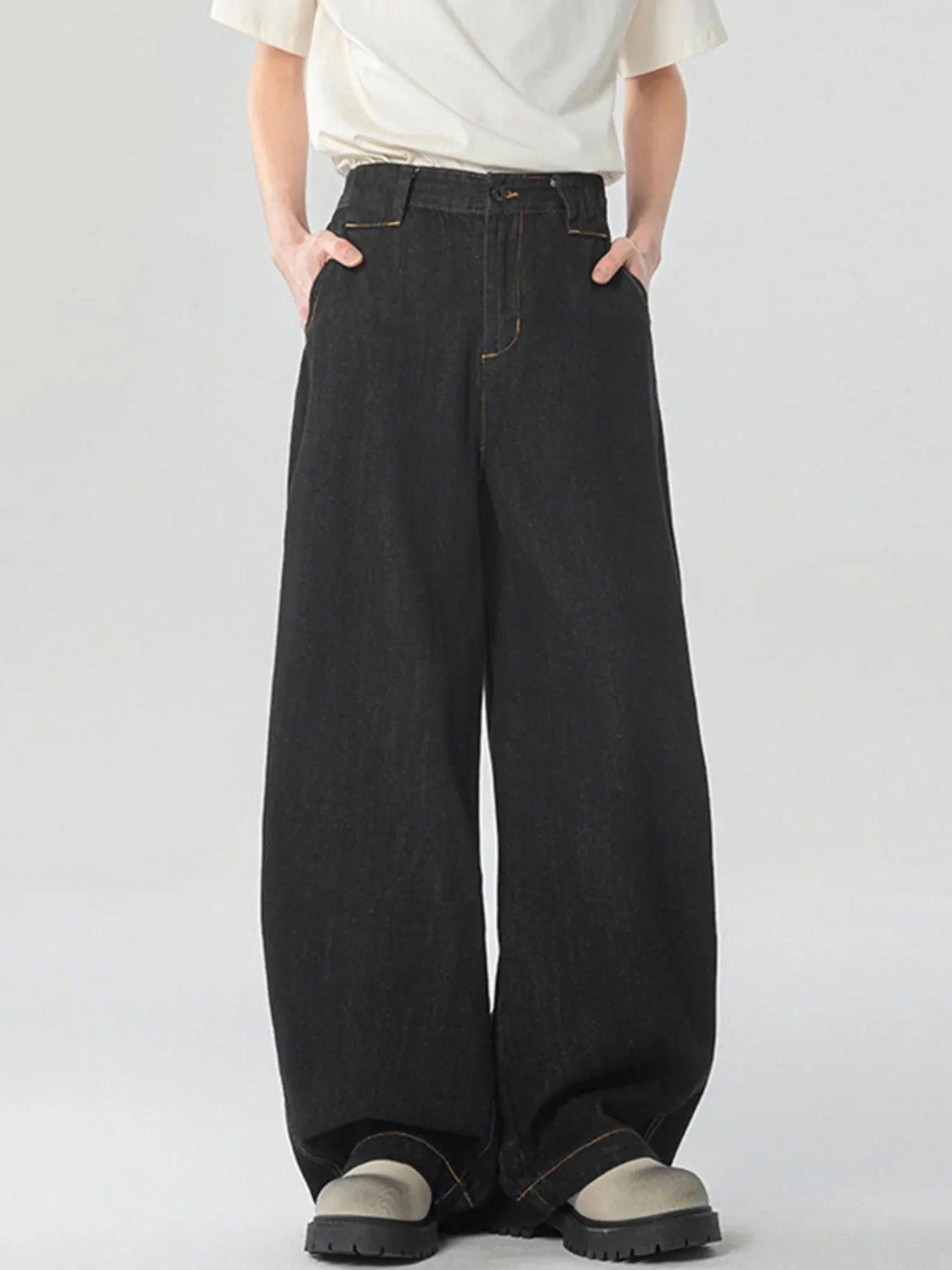 Men's Washed Wide Leg Jeans