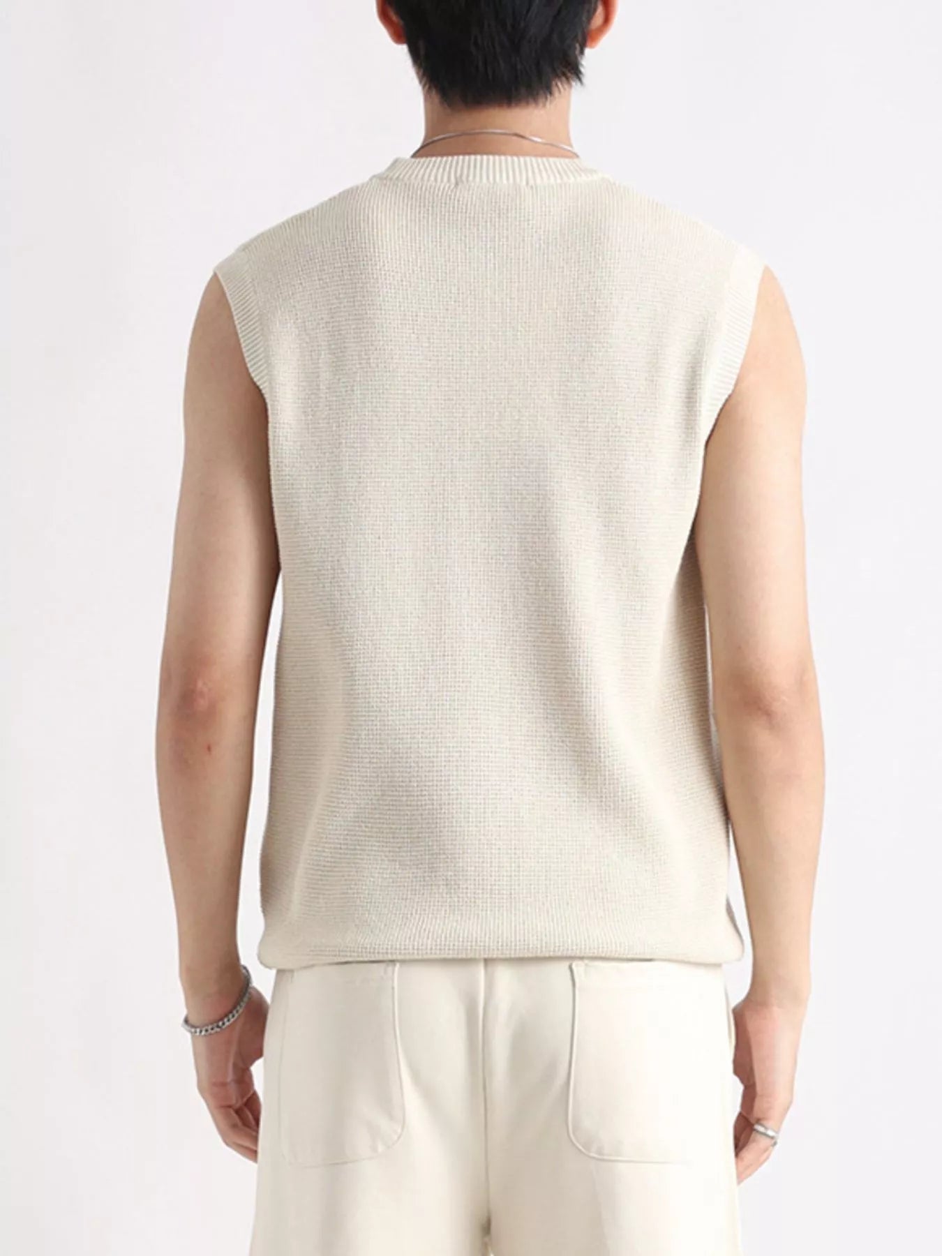 Men's Plus Size Knitted Zip-Up Tank