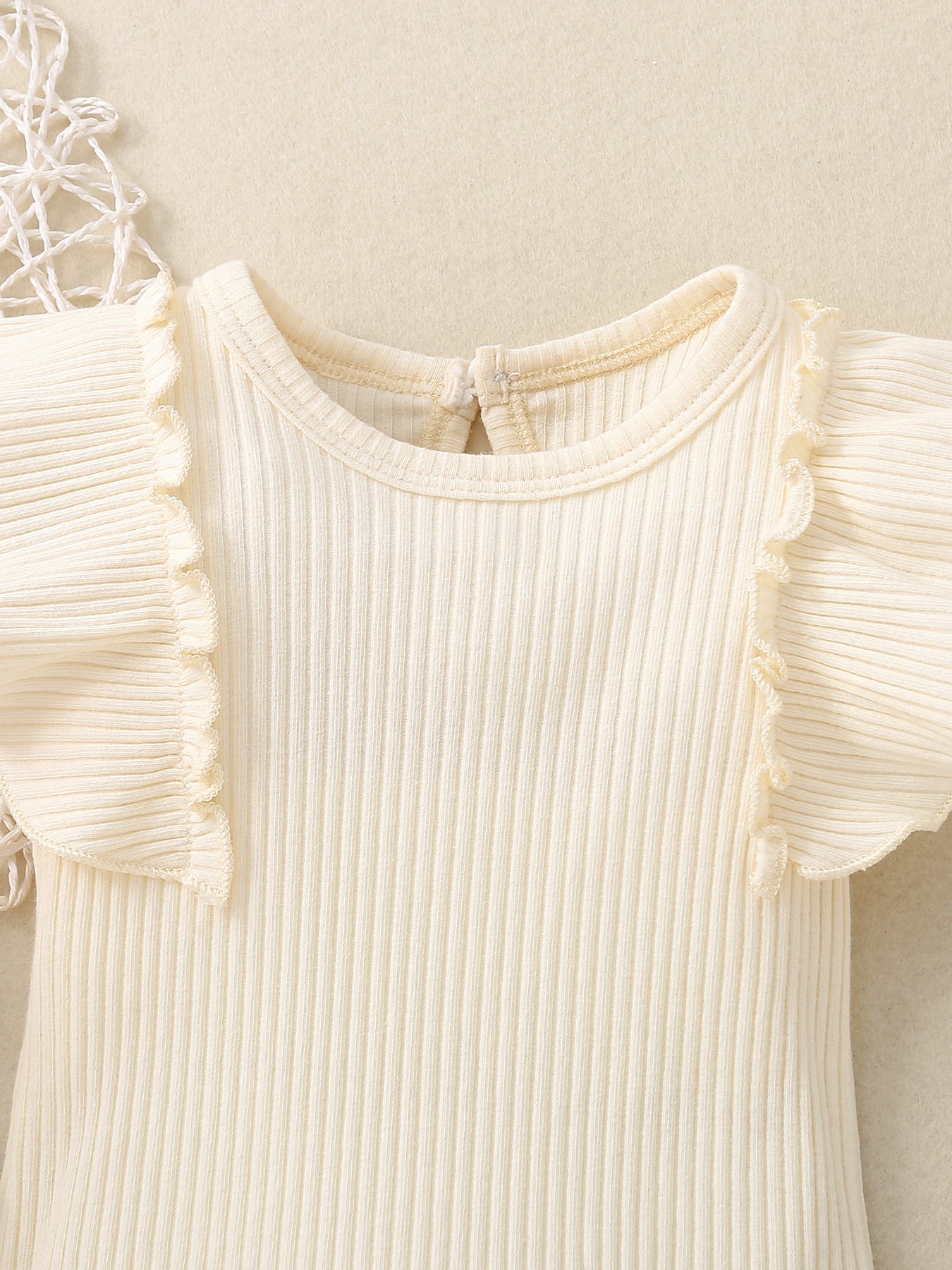 Children's Ribbed Ruffle Trim Bodysuit & Shorts Set