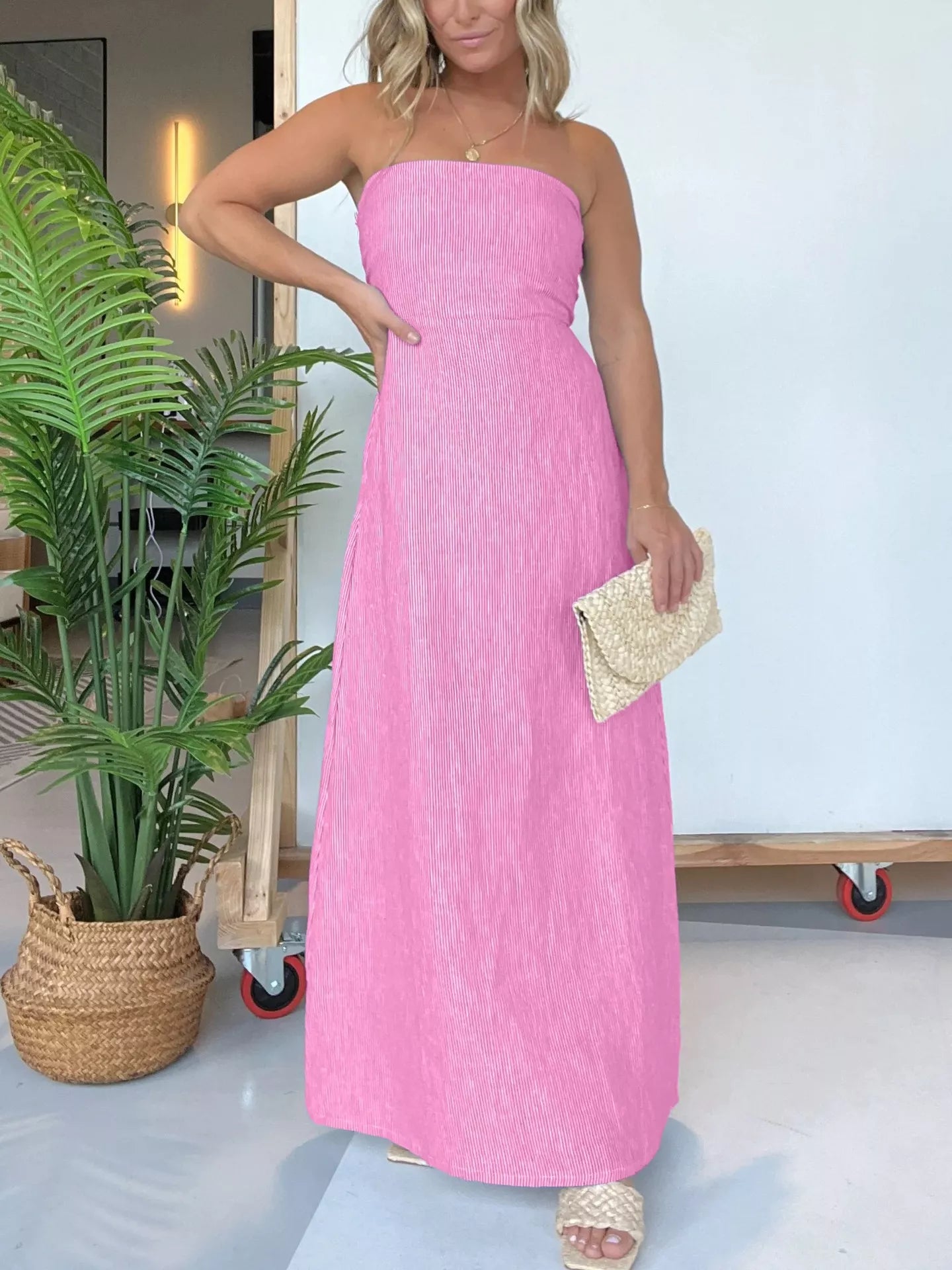 Full Size Strapless Casual Maxi Dress Plus Size