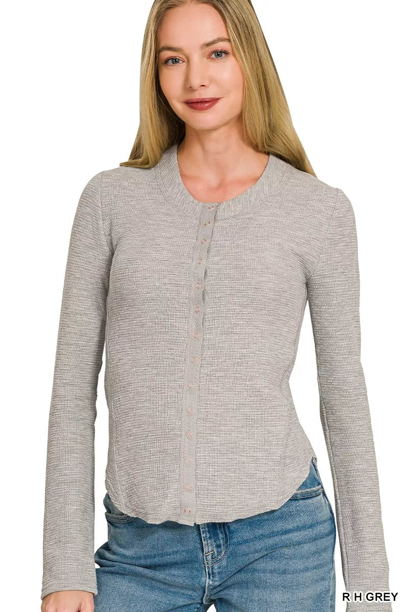 Zenana Double Knit Snap Button Shirts