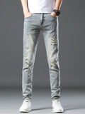 Men's Vintage Distressed Light Wash Skinny Jeans