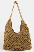 Fame Intricate Straw Weave Large Shoulder Bag