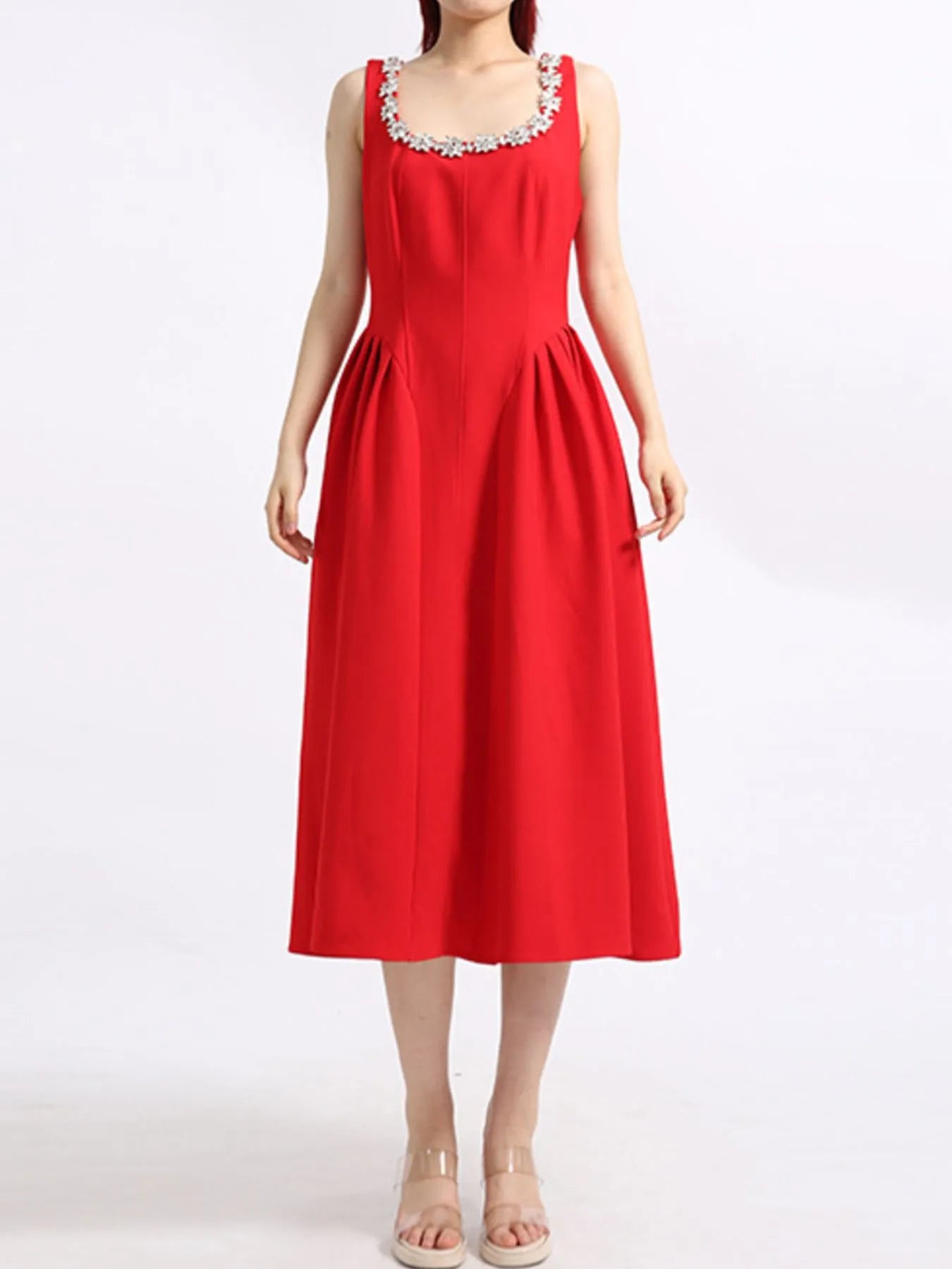 Flower Scoop Neck Sleeveless Dress