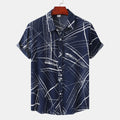 Men's Plus Size Abstract Lines Print Short Sleeve Button-Up Shirt