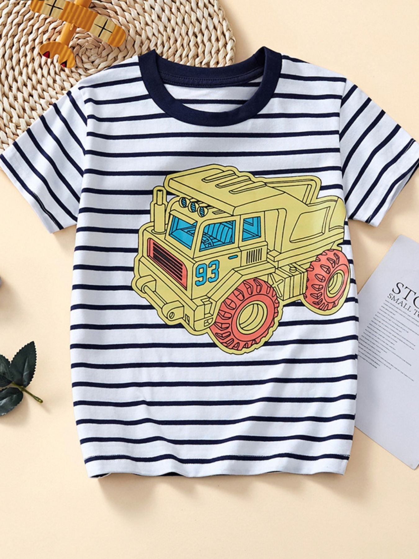 Children's Striped Truck Graphic Crew Neck T-Shirt
