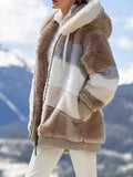 Full Size Fuzzy Zip Up Hooded Outerwear Plus Size