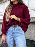 Textured Knit Mock Neck Sweater