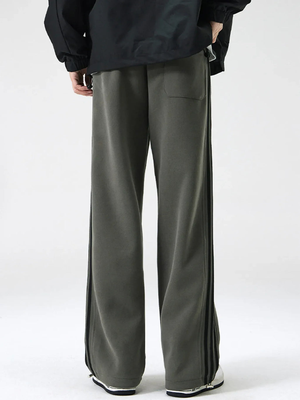 Men's Plus Size Drawstring Striped Wide Leg Pants