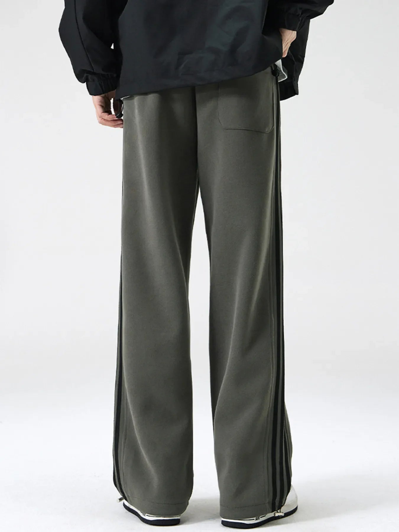 Men's Plus Size Drawstring Striped Wide Leg Pants
