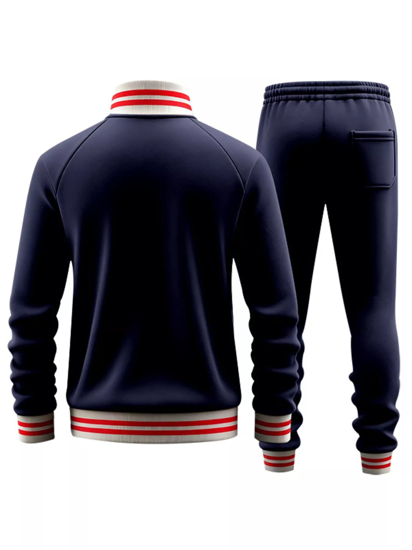 Men's Full Size Striped Zip Up Outerwear and Pants Plus Size