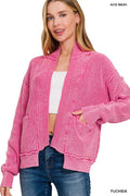 Zenana Washed Dropped Shoulder Cardigan with Side Pockets