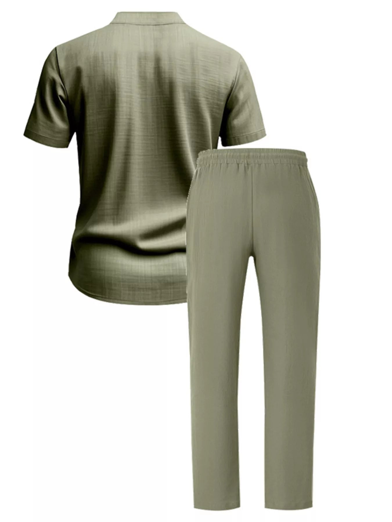 Men's Full Size Casual Button Up Short Sleeve Shirt and Pants Set Plus Size