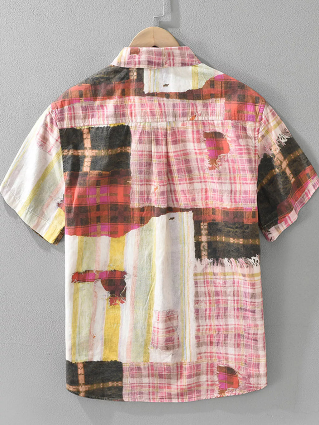 Men's Plus Size Plaid Button Up Short Sleeve Shirt