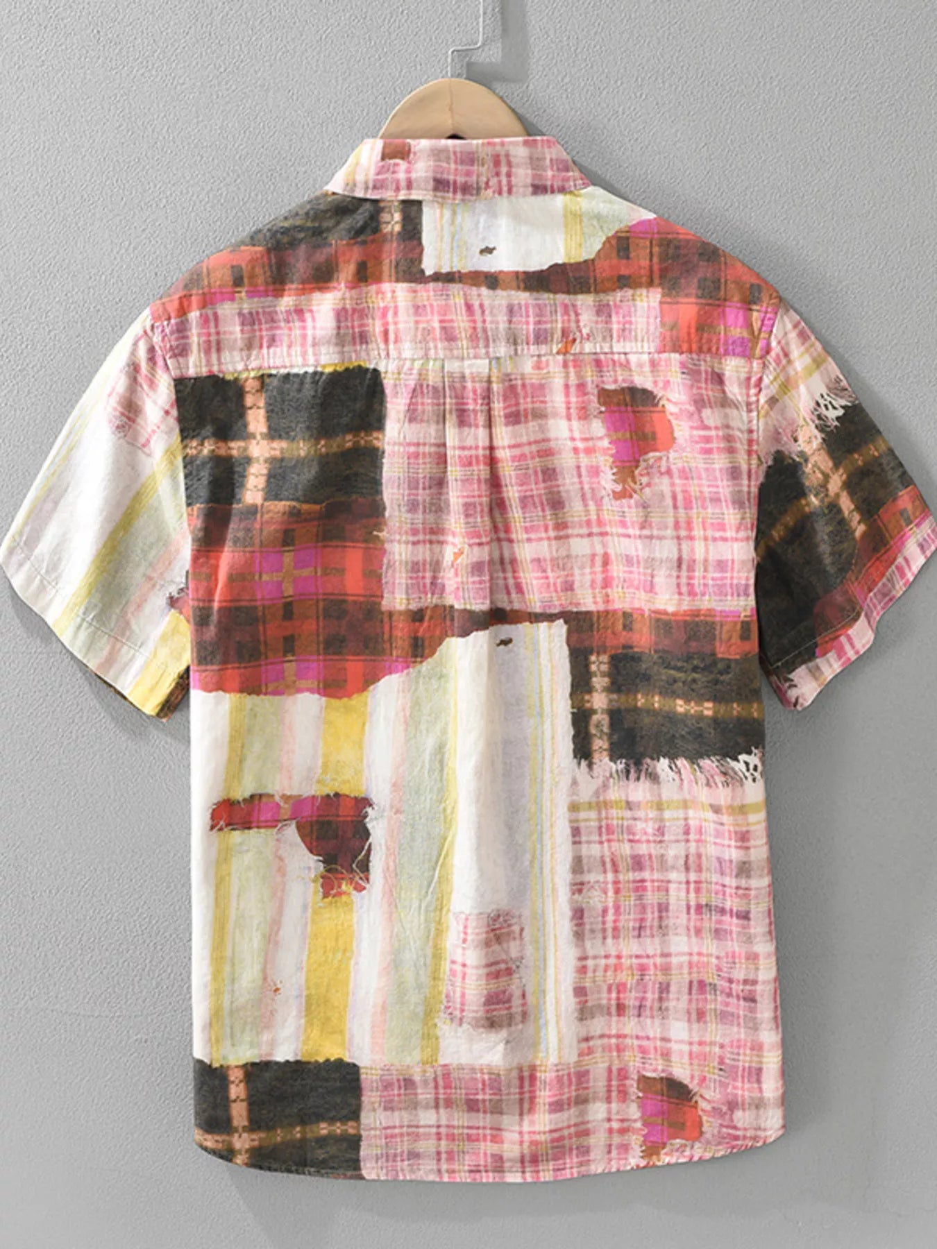 Men's Plus Size Plaid Button Up Short Sleeve Shirt
