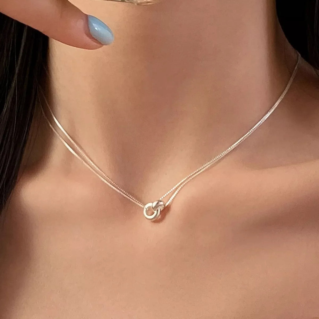 Double Strand 925 Sterling Silver Necklace