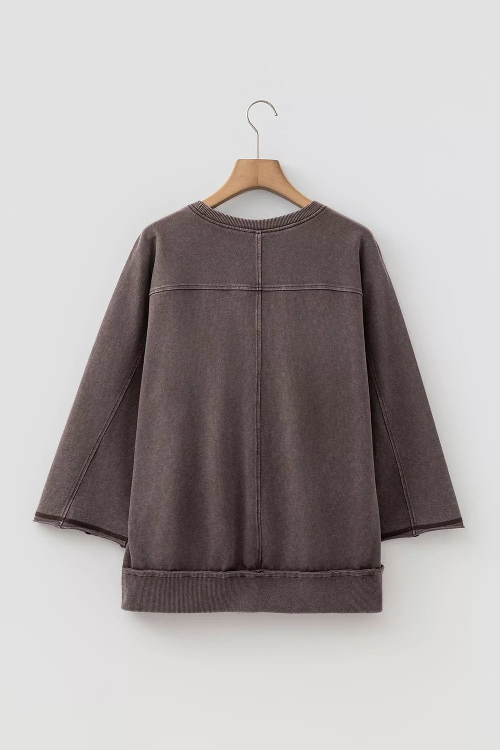 3/4 Sleeve Mineral Wash Loose Cotton Top