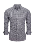 Men's Full Size Classic Fit Long Sleeve Gingham Shirt Plus Size