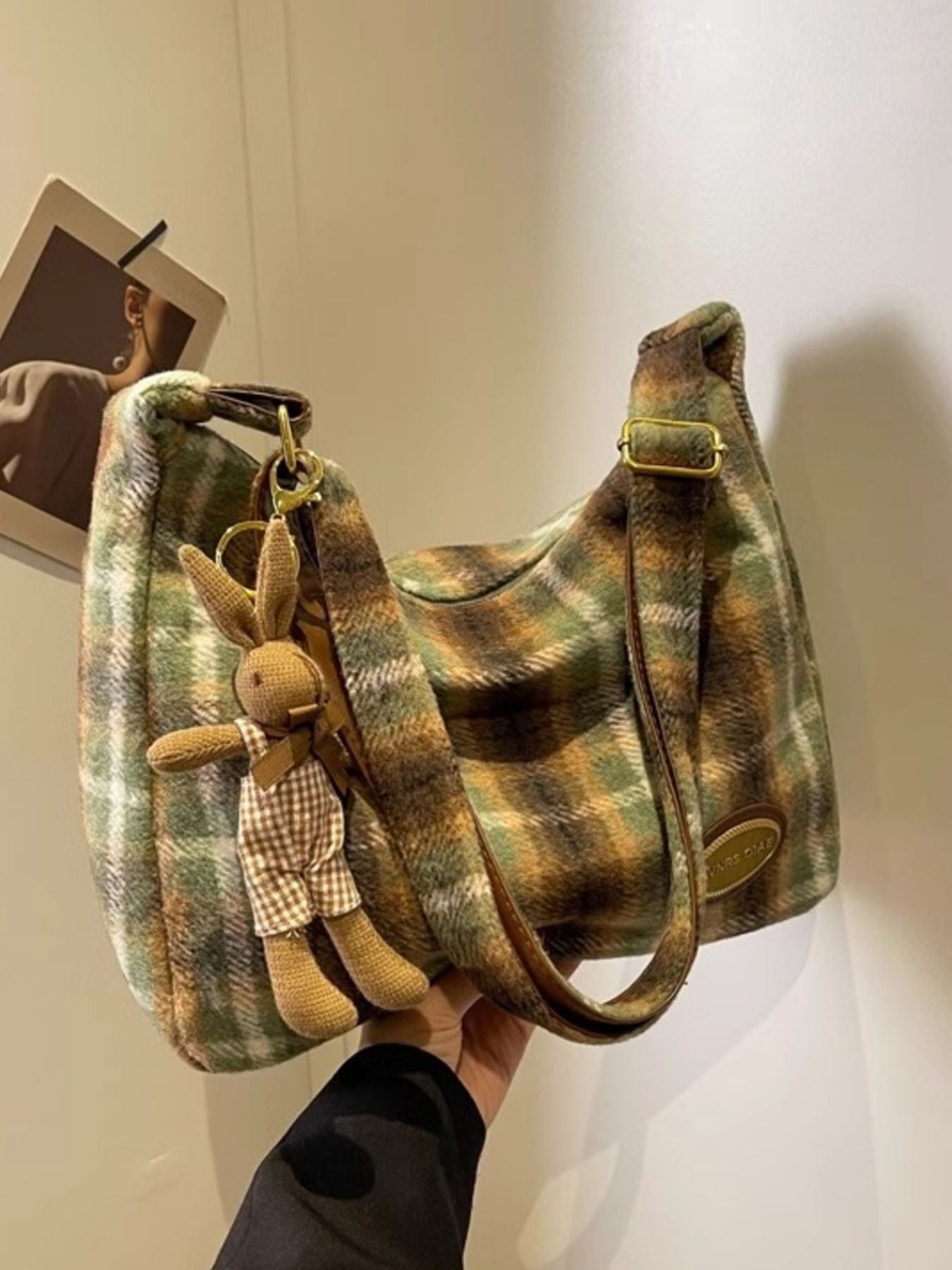 Plaid Pattern Shoulder Crossbody Bag