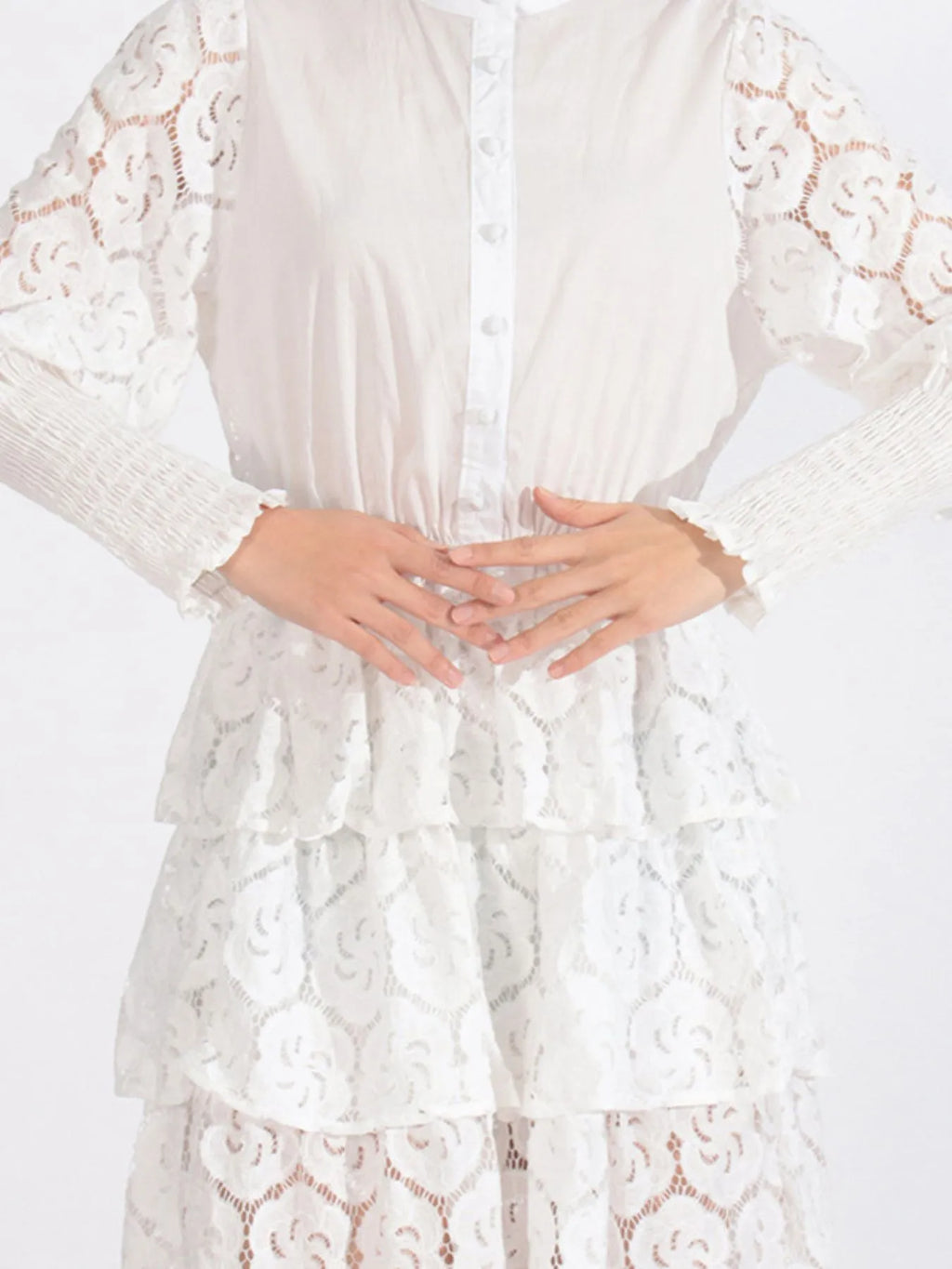 Full Size Lace Layered Long Sleeve Dress Plus Size